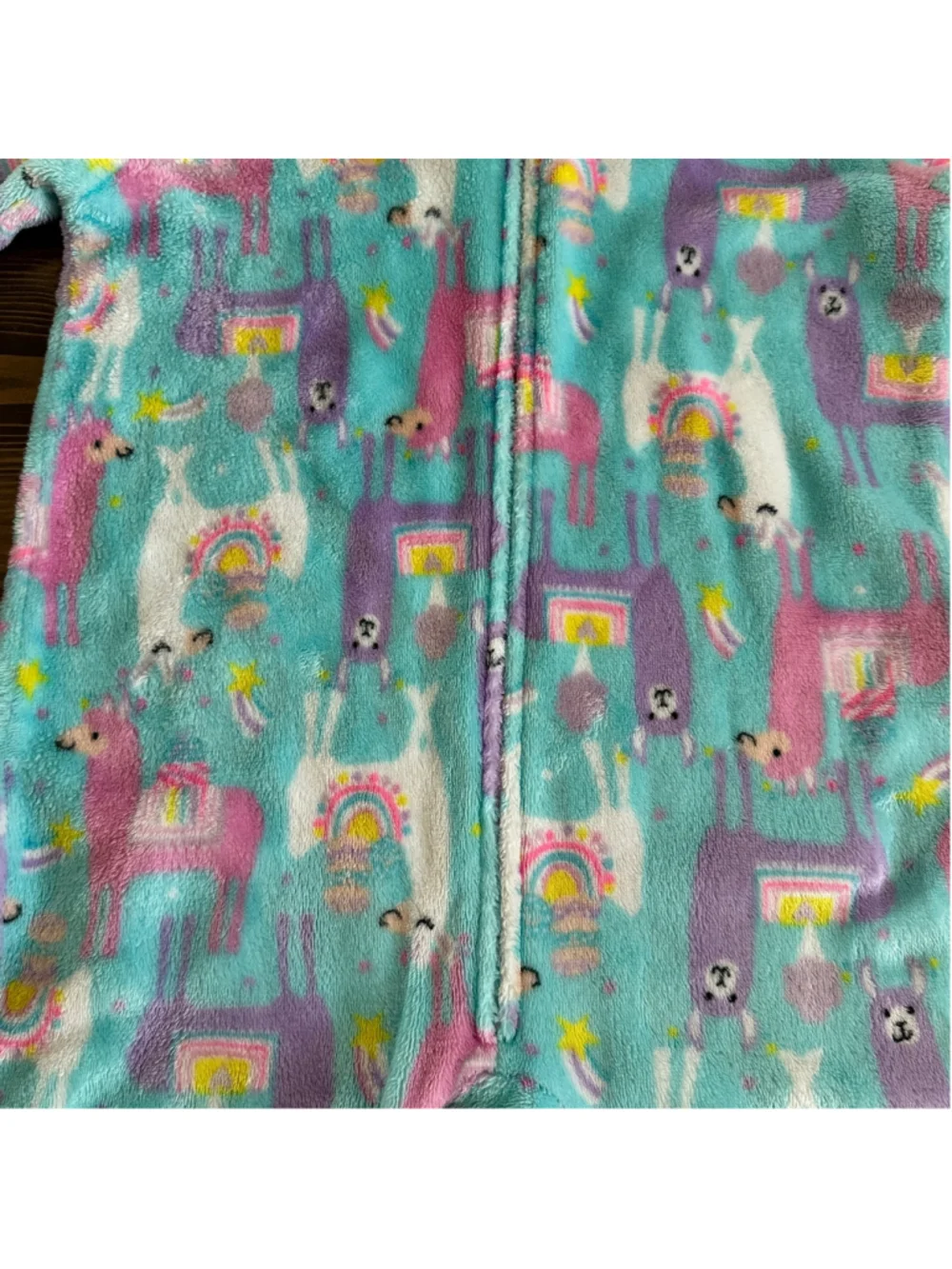 Girls Children's Place Llama Pajama Onesie M 7/8 Blue Pink Hooded Fleece